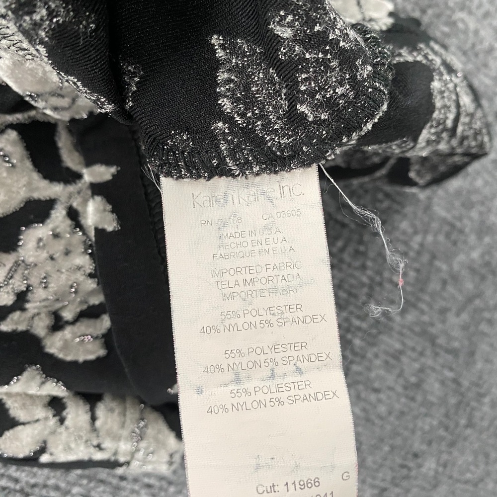 Karen Kane Top Medium Black Burnout Silver V-Neck Fitted Whimsigoth Fairy Grunge - Picture 6 of 8
